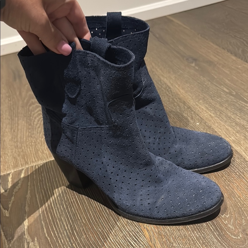 Rocco P. Elegant Navy Suede Ankle Boots